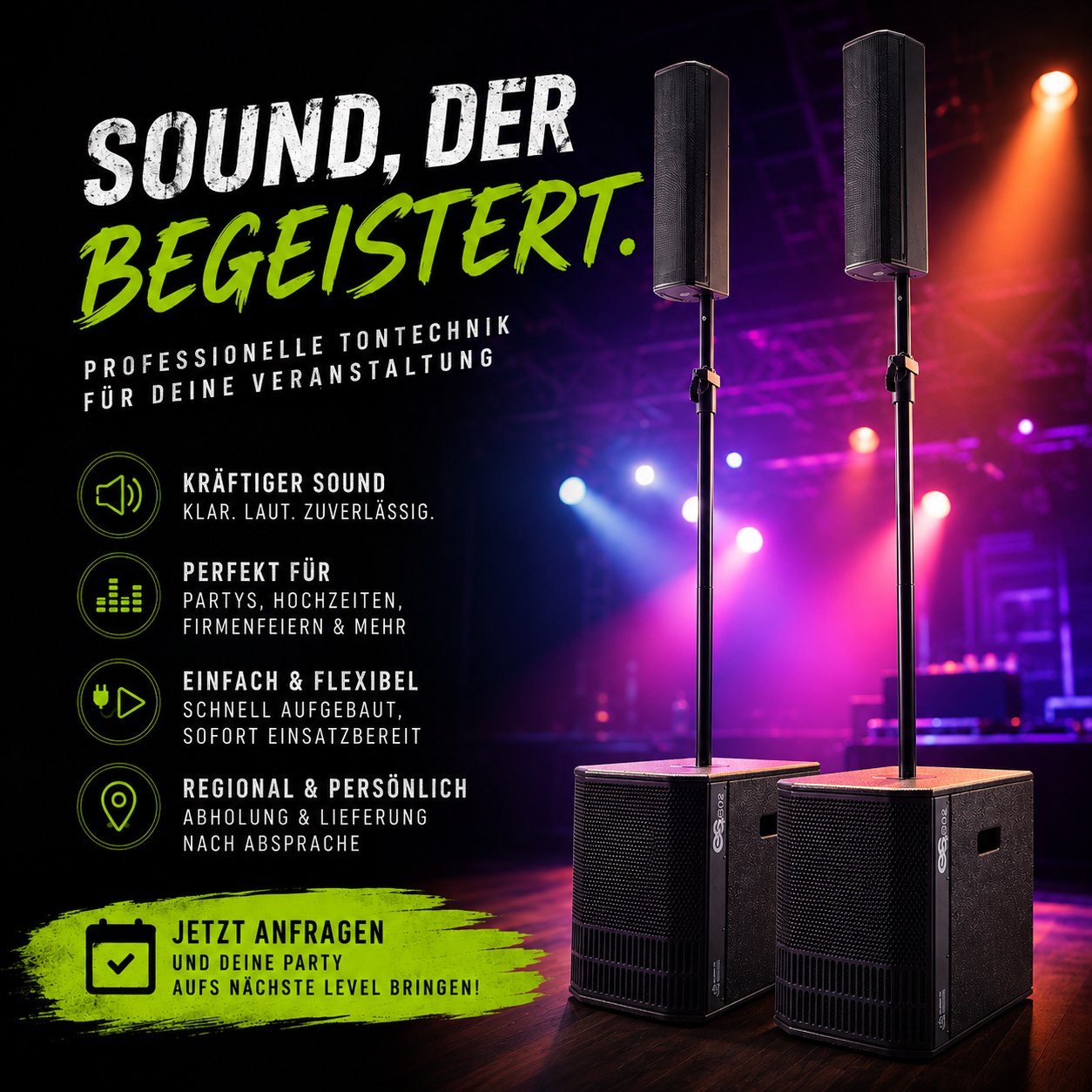 Soundanlage mit zwei Lautsprechersystemen und Subwoofern